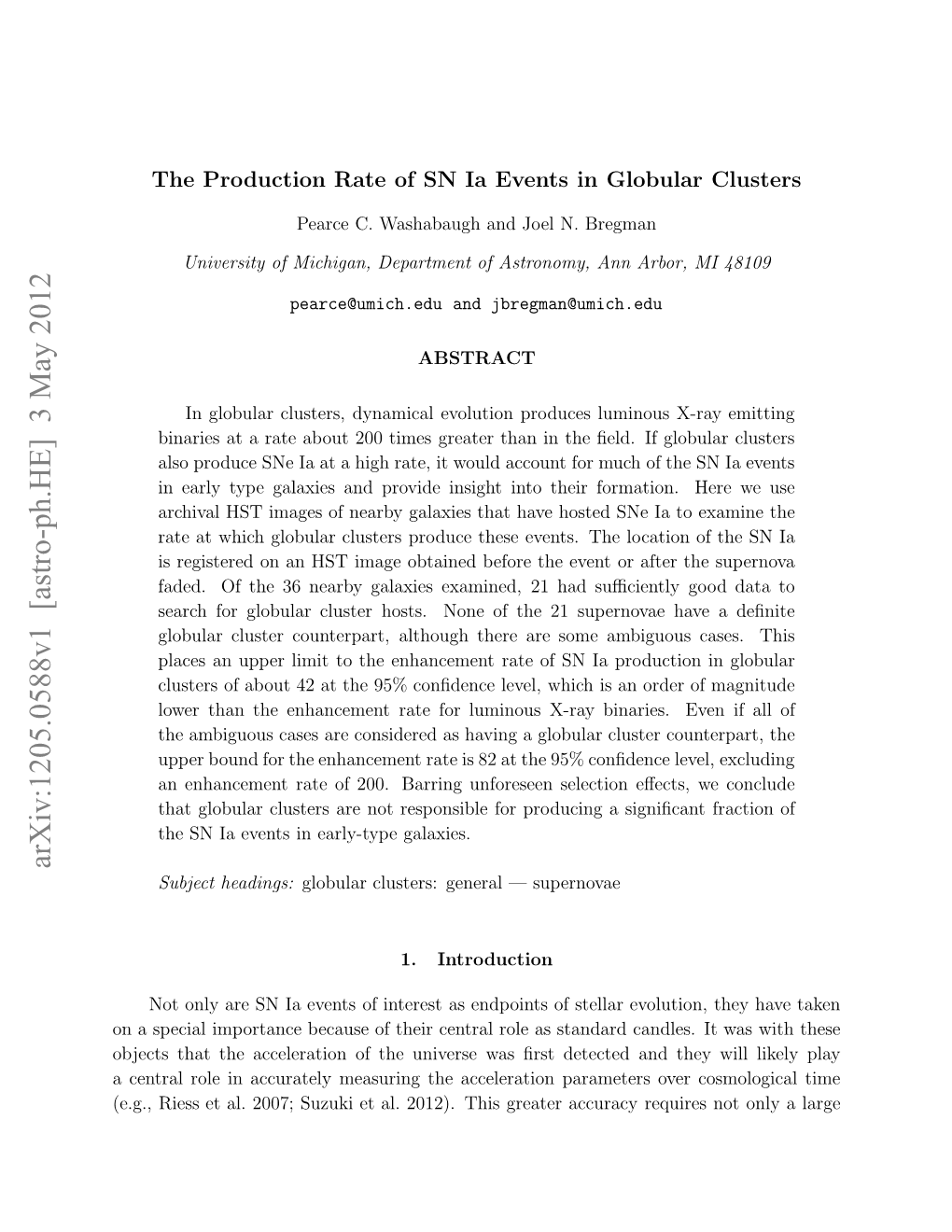 The Production Rate of SN Ia Events in Globular Clusters