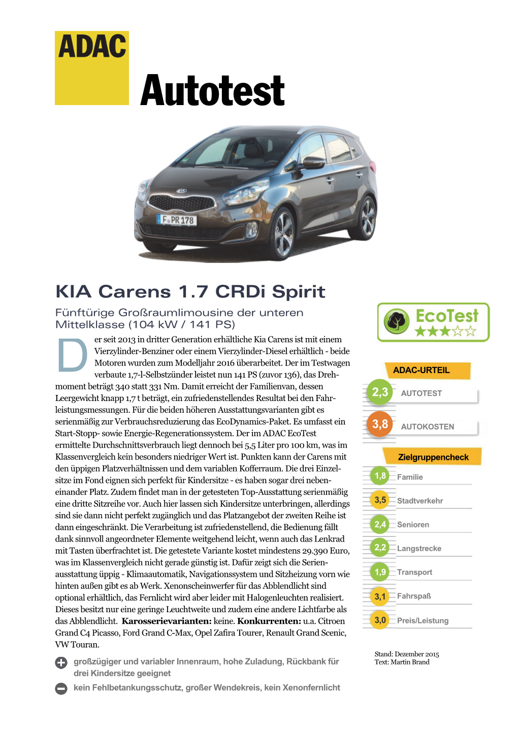 KIA Carens 1.7 Crdi Spirit