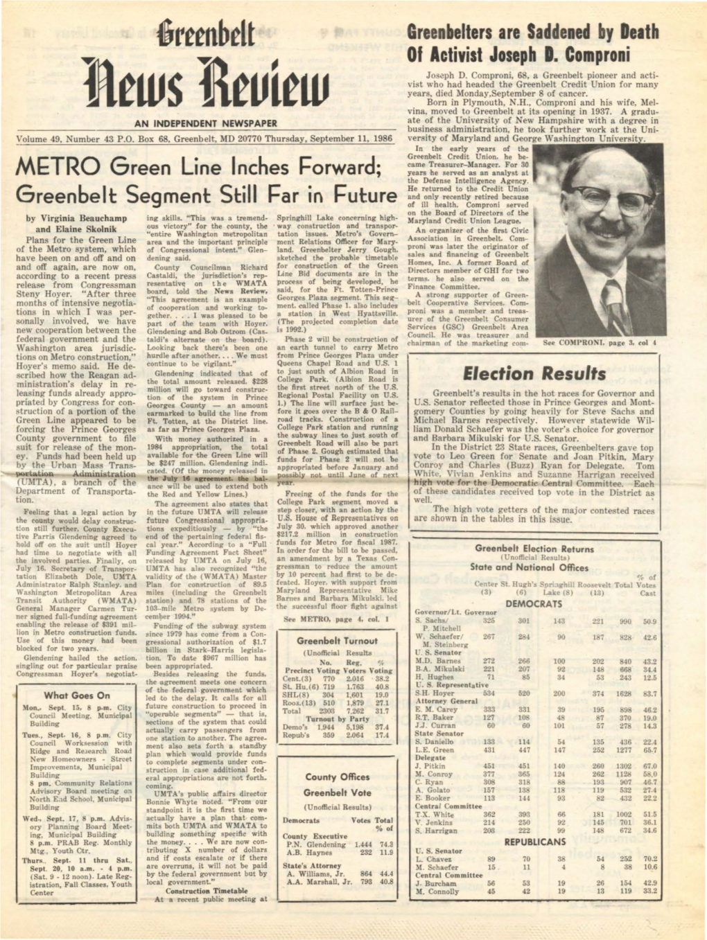 11 September 1986 Greenbelt News Review