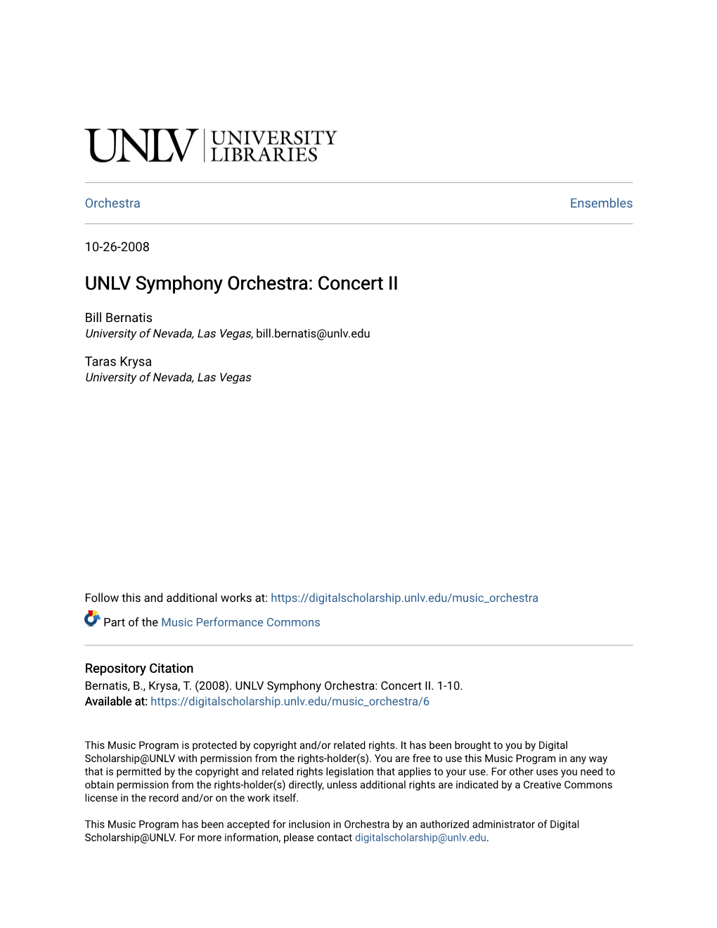 UNLV Symphony Orchestra: Concert II