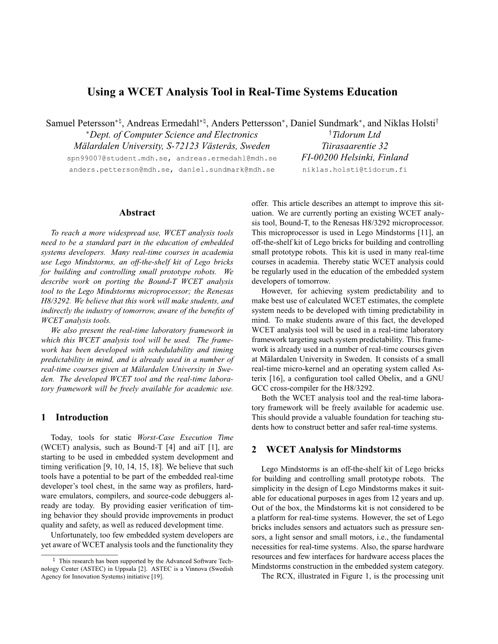 Using a WCET Analysis Tool in Real-Time Systems Education