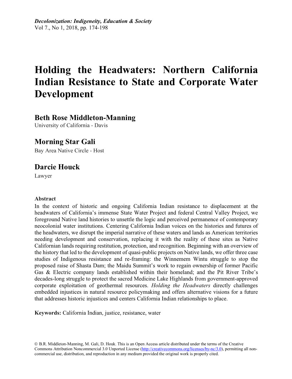 Northern California Indian Resistance to State and Corporate Water Development