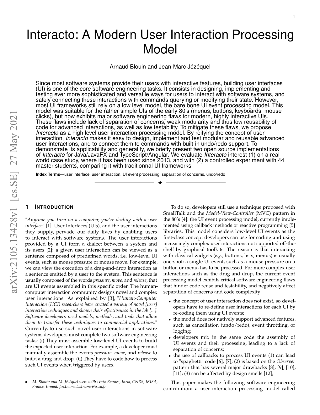 Interacto: a Modern User Interaction Processing Model