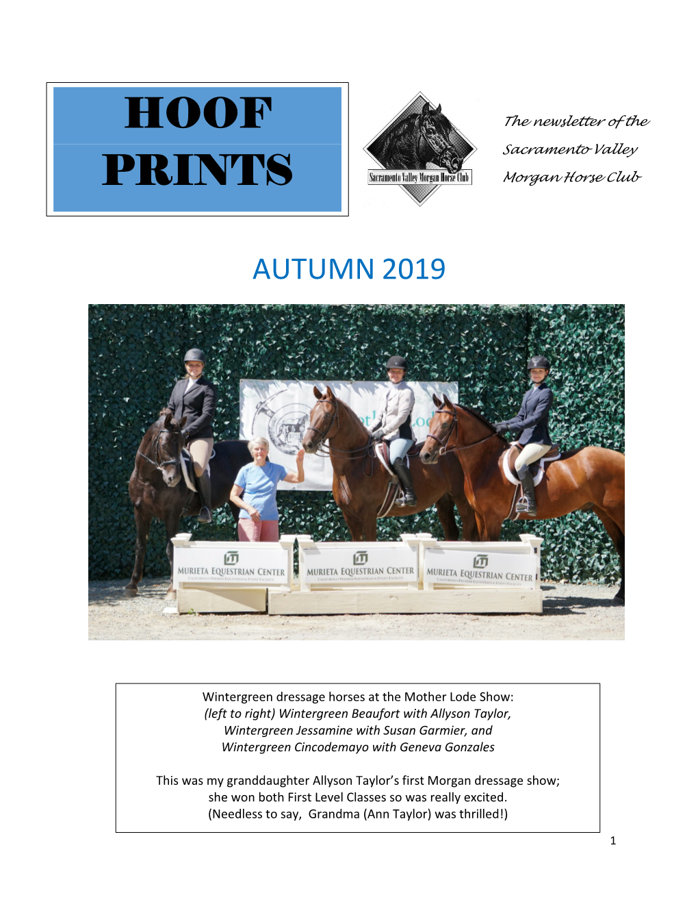 HOOF PRINTS the Newsletter of the Sacramento Valley