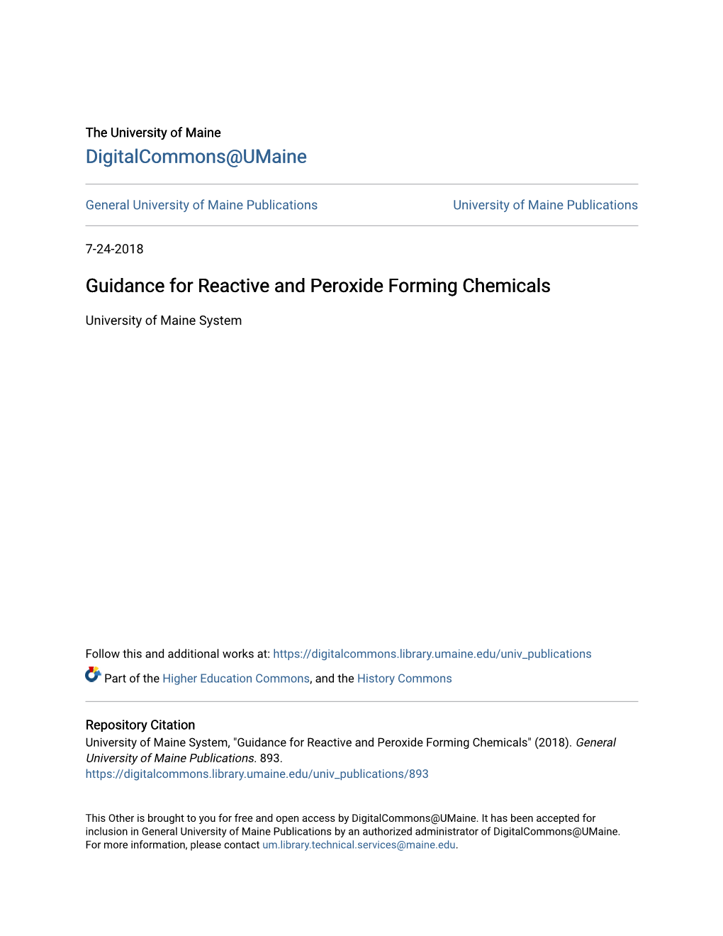 Guidance for Reactive and Peroxide Forming Chemicals