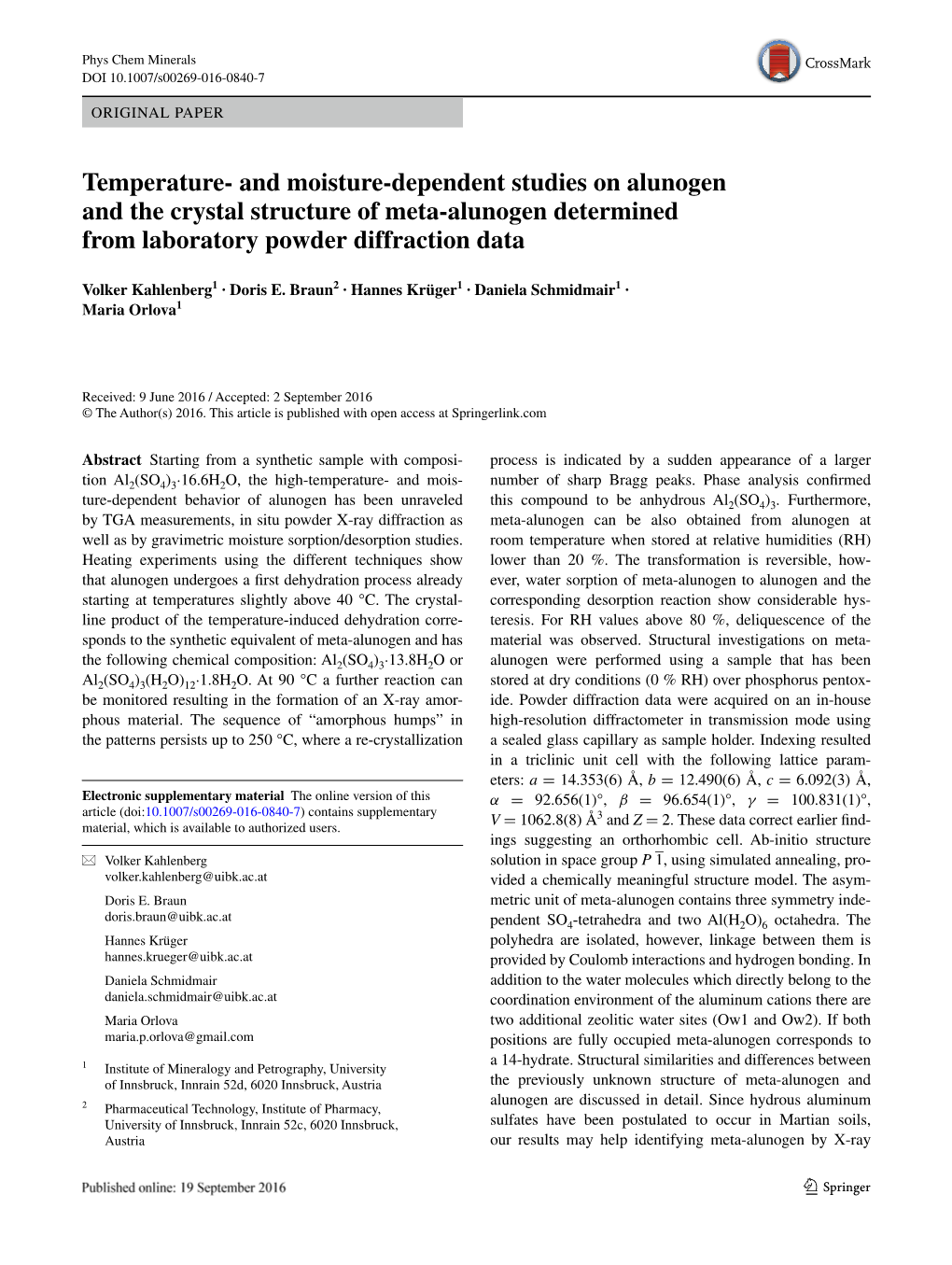 Temperature- and Moisture-Dependent Studies On