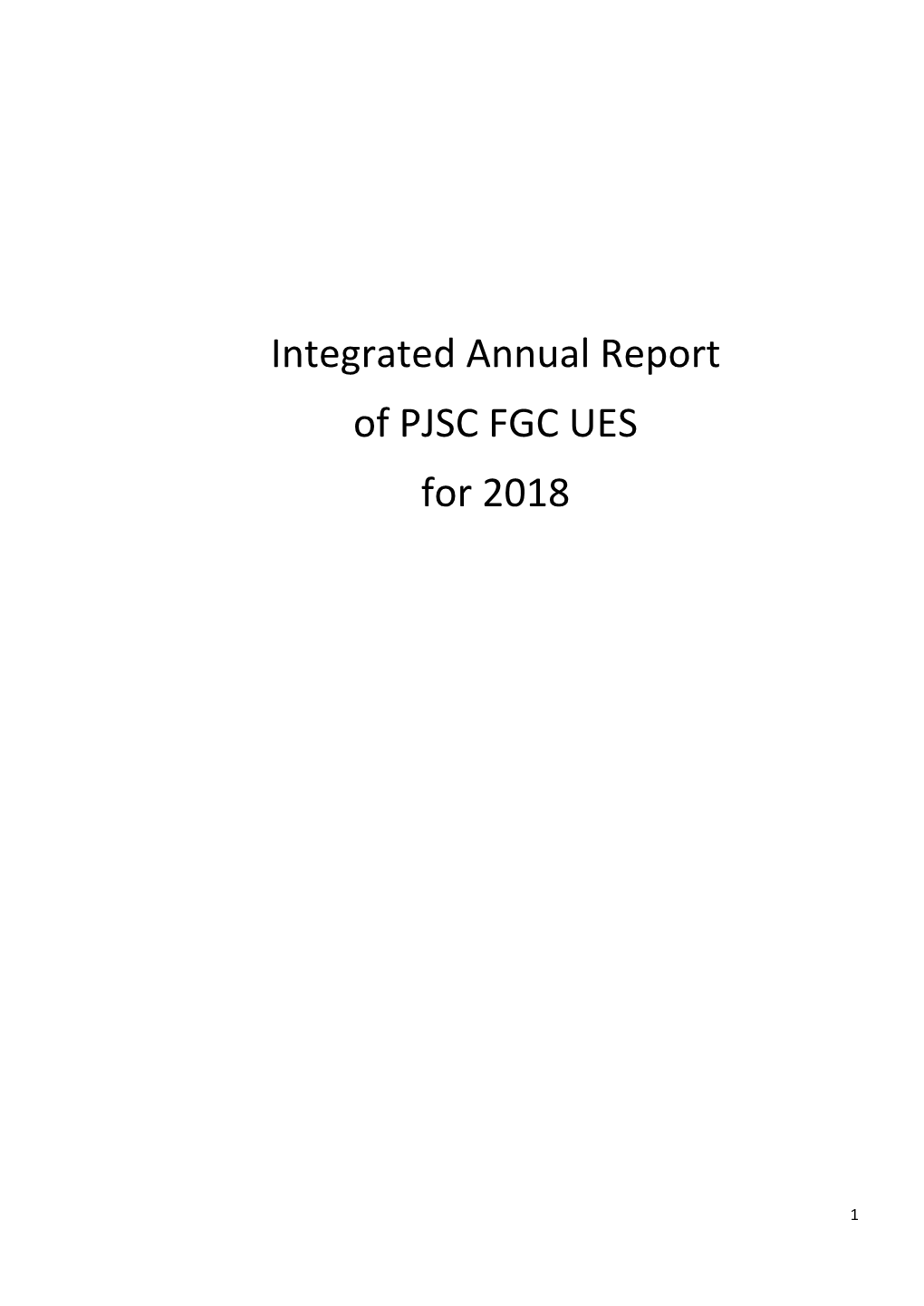 Integrated Annual Report of PJSC FGC UES for 2018