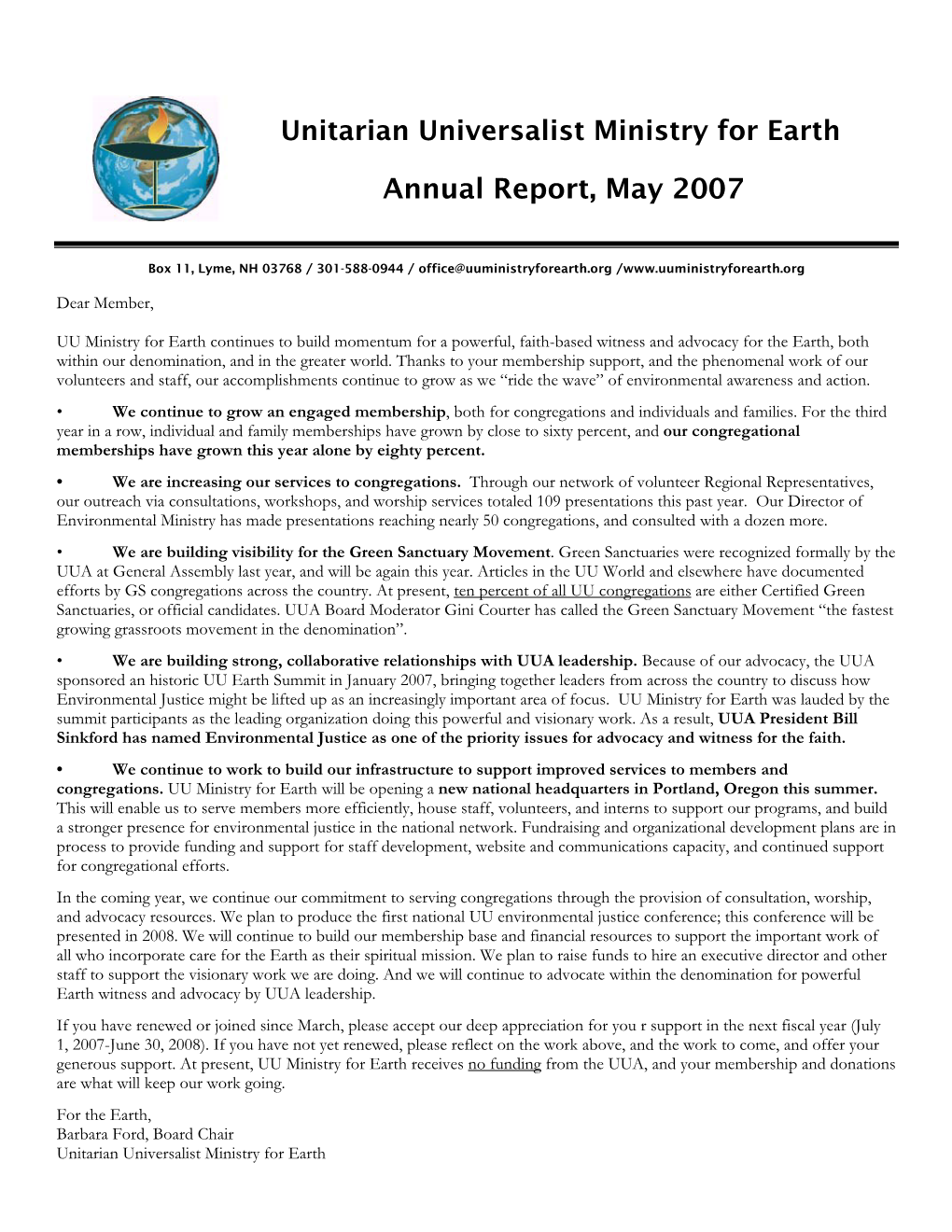 Annual Report, May 2007