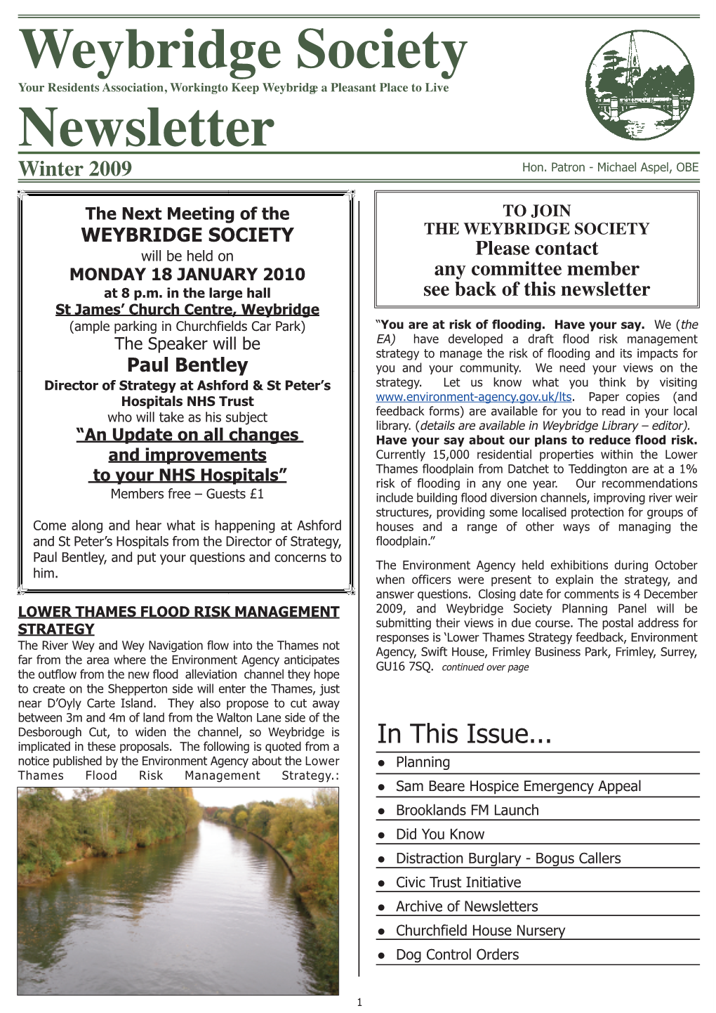 Weybridge Society Newsletters Application.) a Community Radio Licence Requires a Station to Be at the Surrey History Centre, in Woking