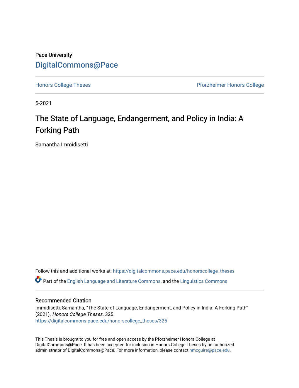 The State of Language, Endangerment, and Policy in India: a Forking Path