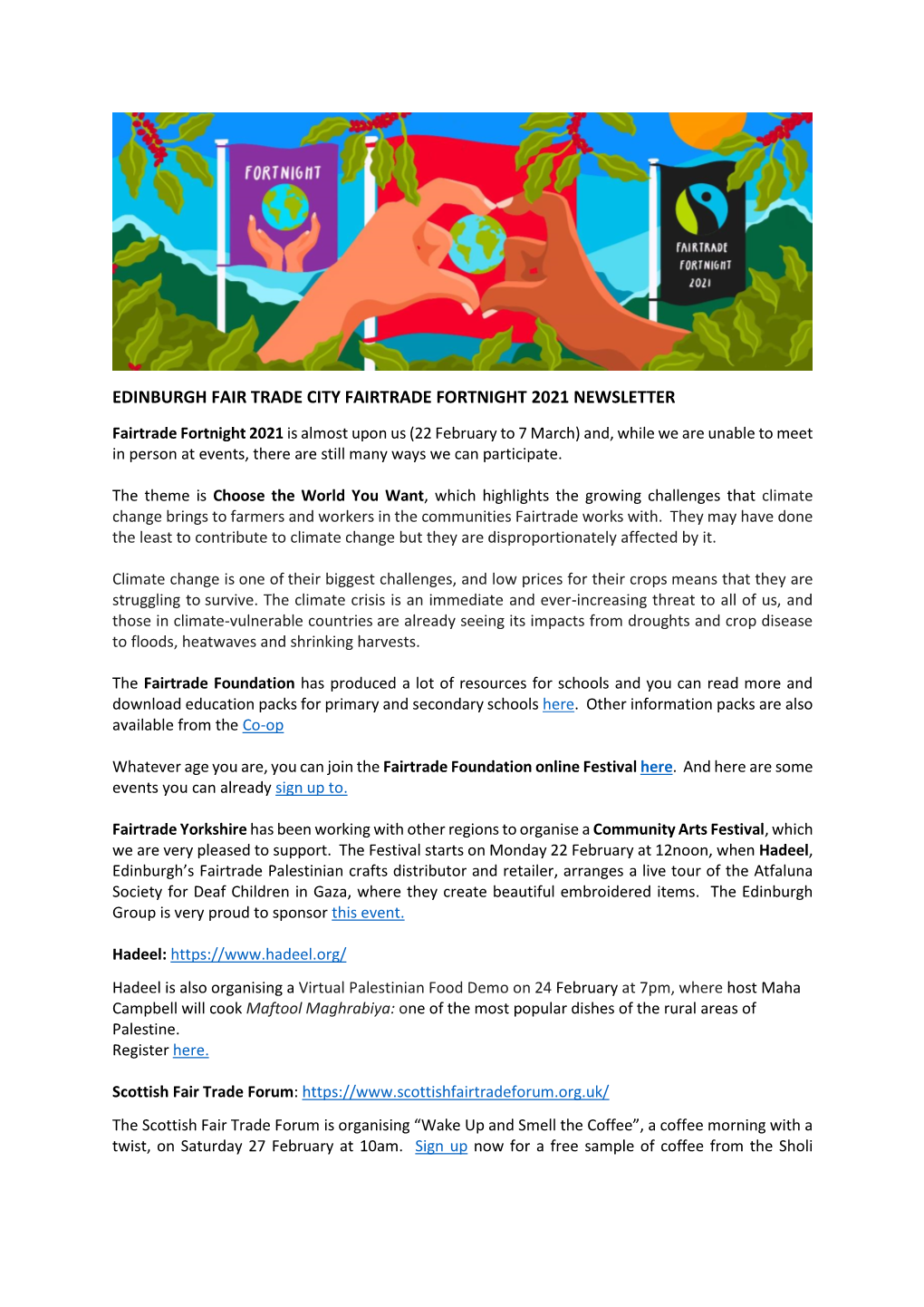 Edinburgh Fair Trade City Fairtrade Fortnight 2021 Newsletter