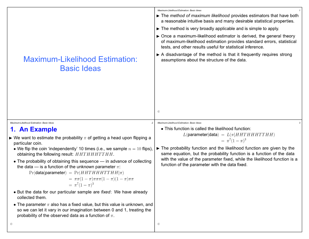 Maximum-Likelihood Estimation: Basic Ideas