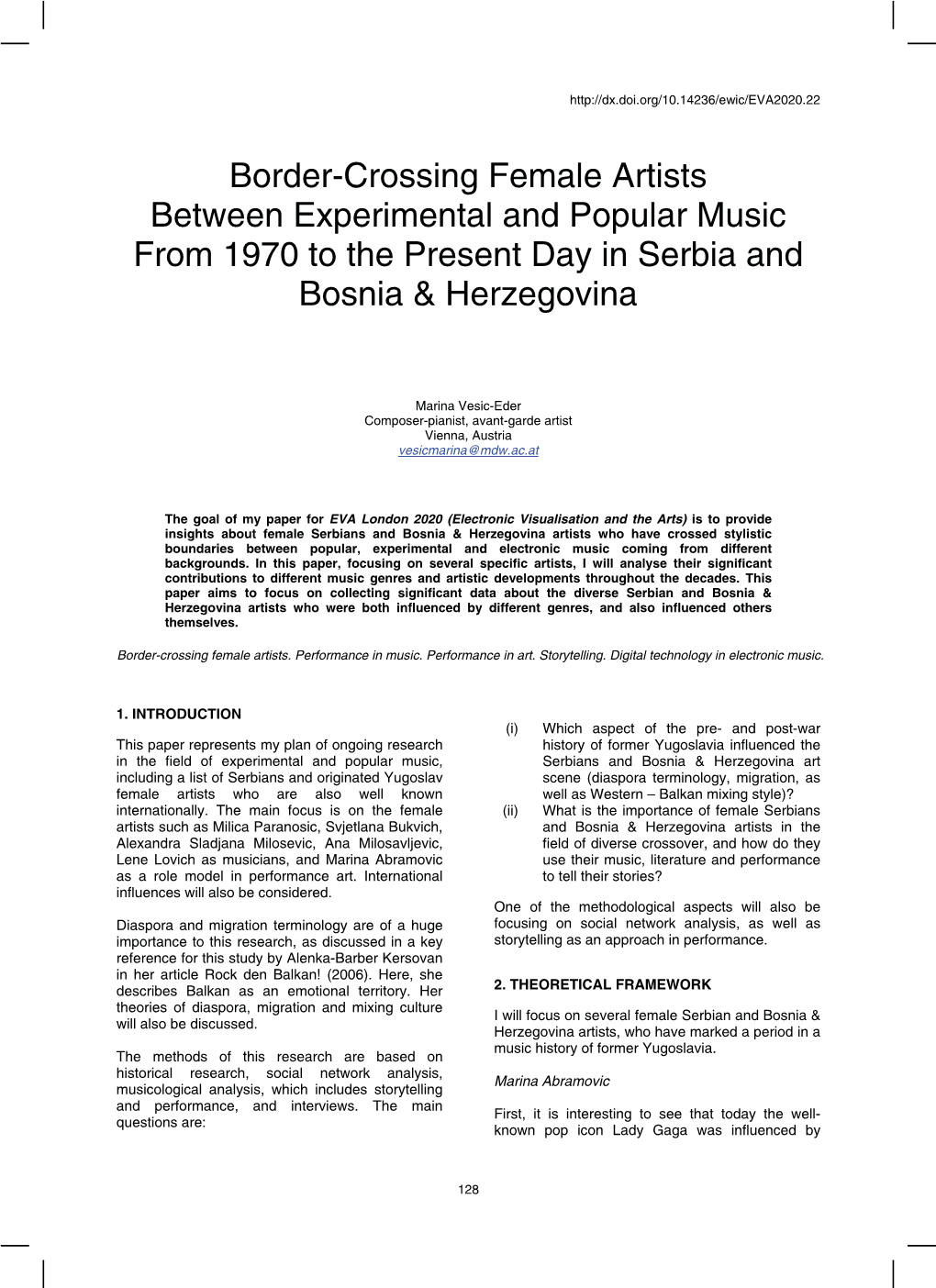 Border-Crossing Female Artists Between Experimental and Popular Music from 1970 to the Present Day in Serbia and Bosnia & Herzegovina