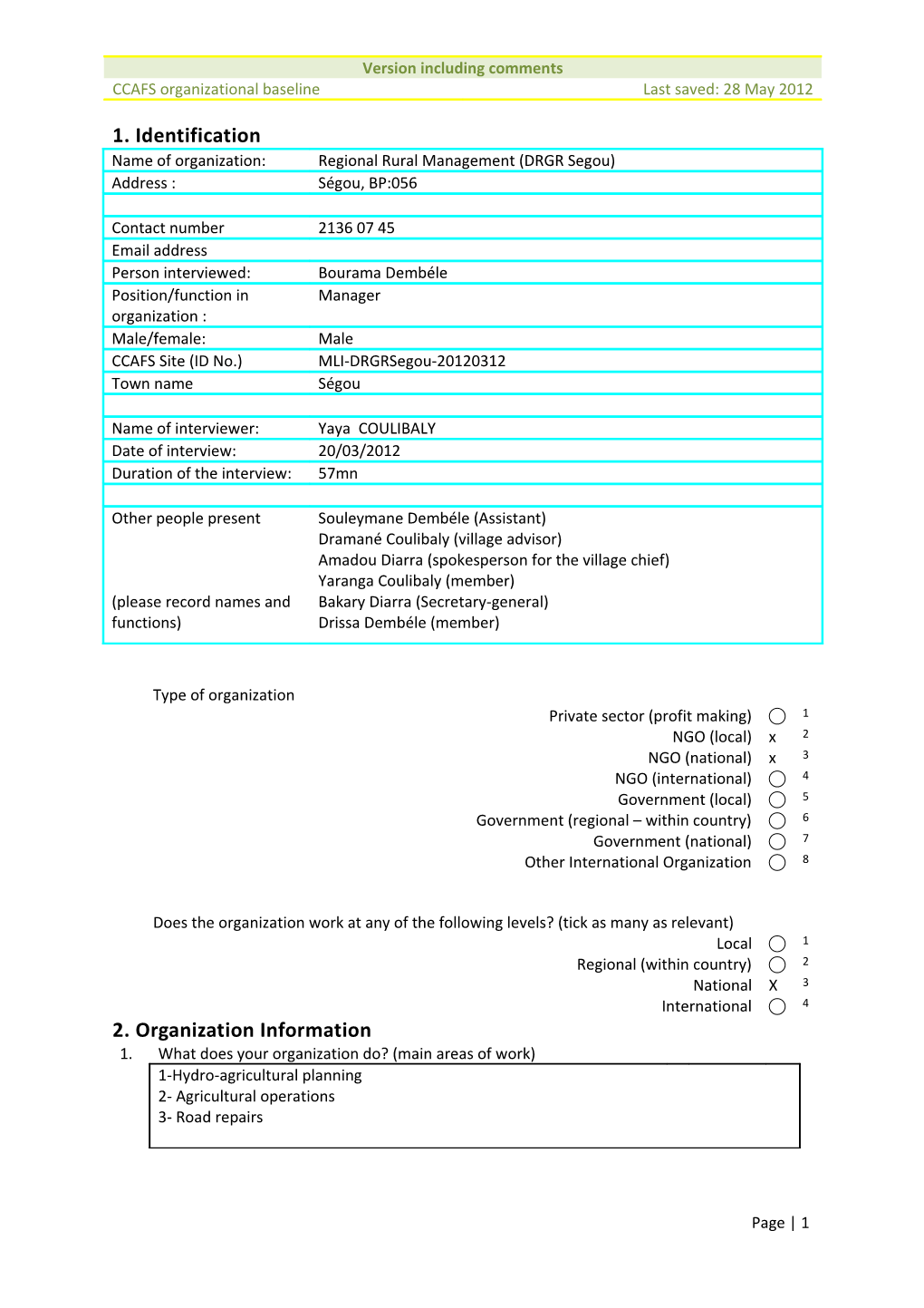 9. Information About Service Activities