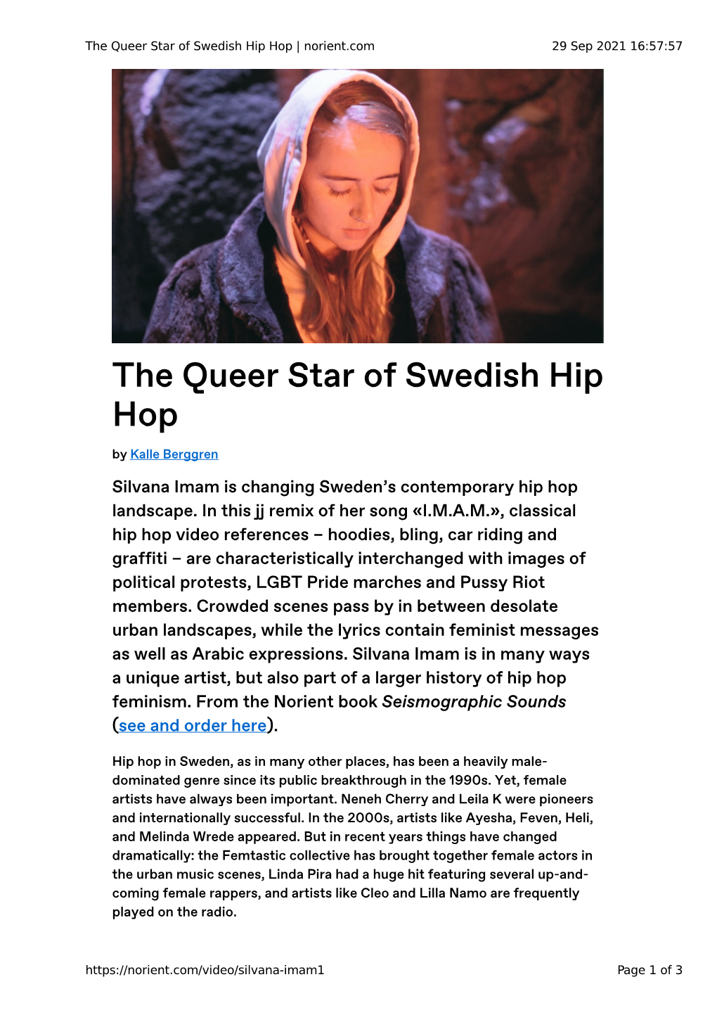 The Queer Star of Swedish Hip Hop | Norient.Com 29 Sep 2021 16:57:57