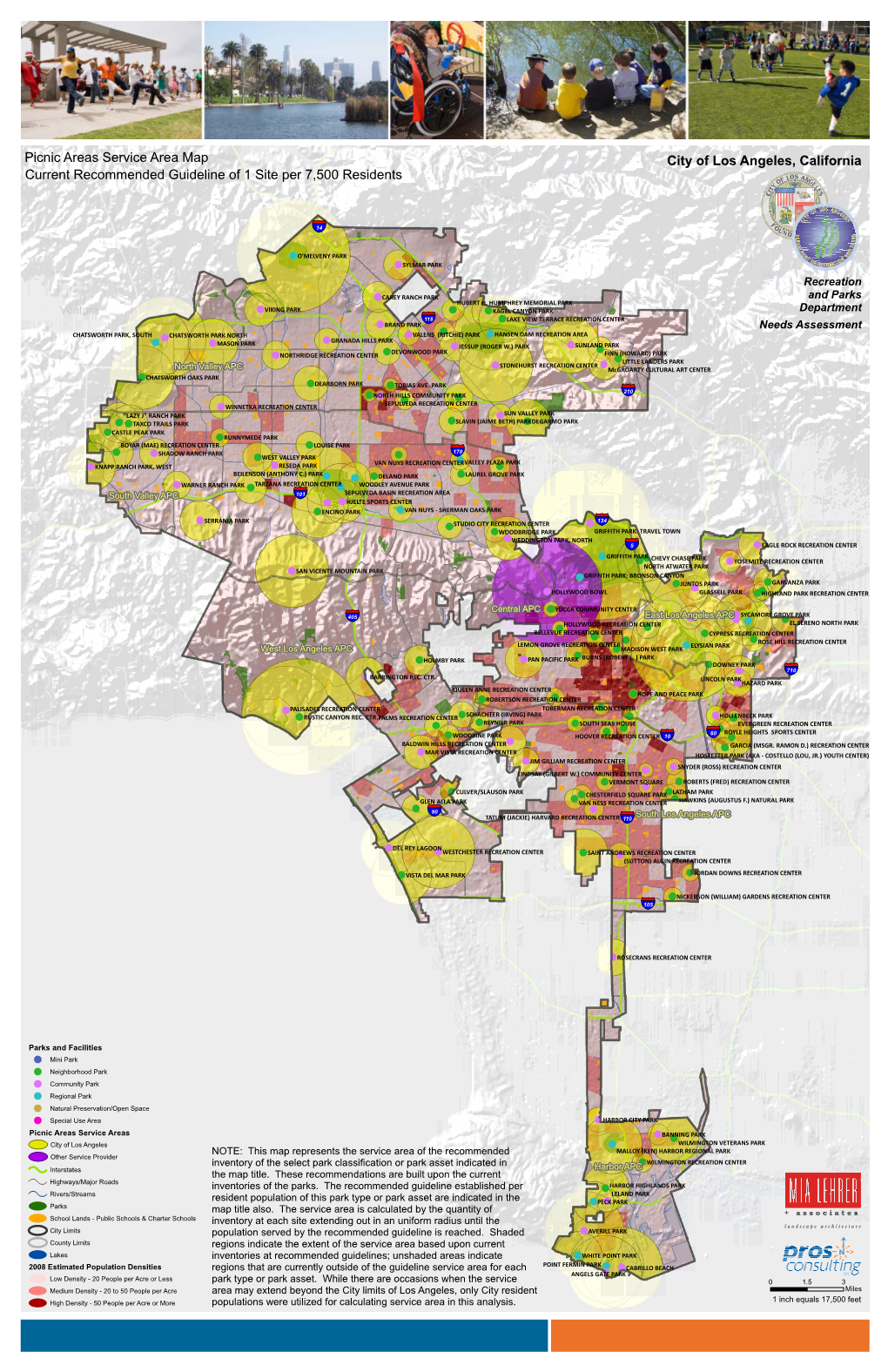 Picnic Areas Service Area Map City of Los Angeles, California Current Recommended Guideline of 1 Site Per 7,500 Residents