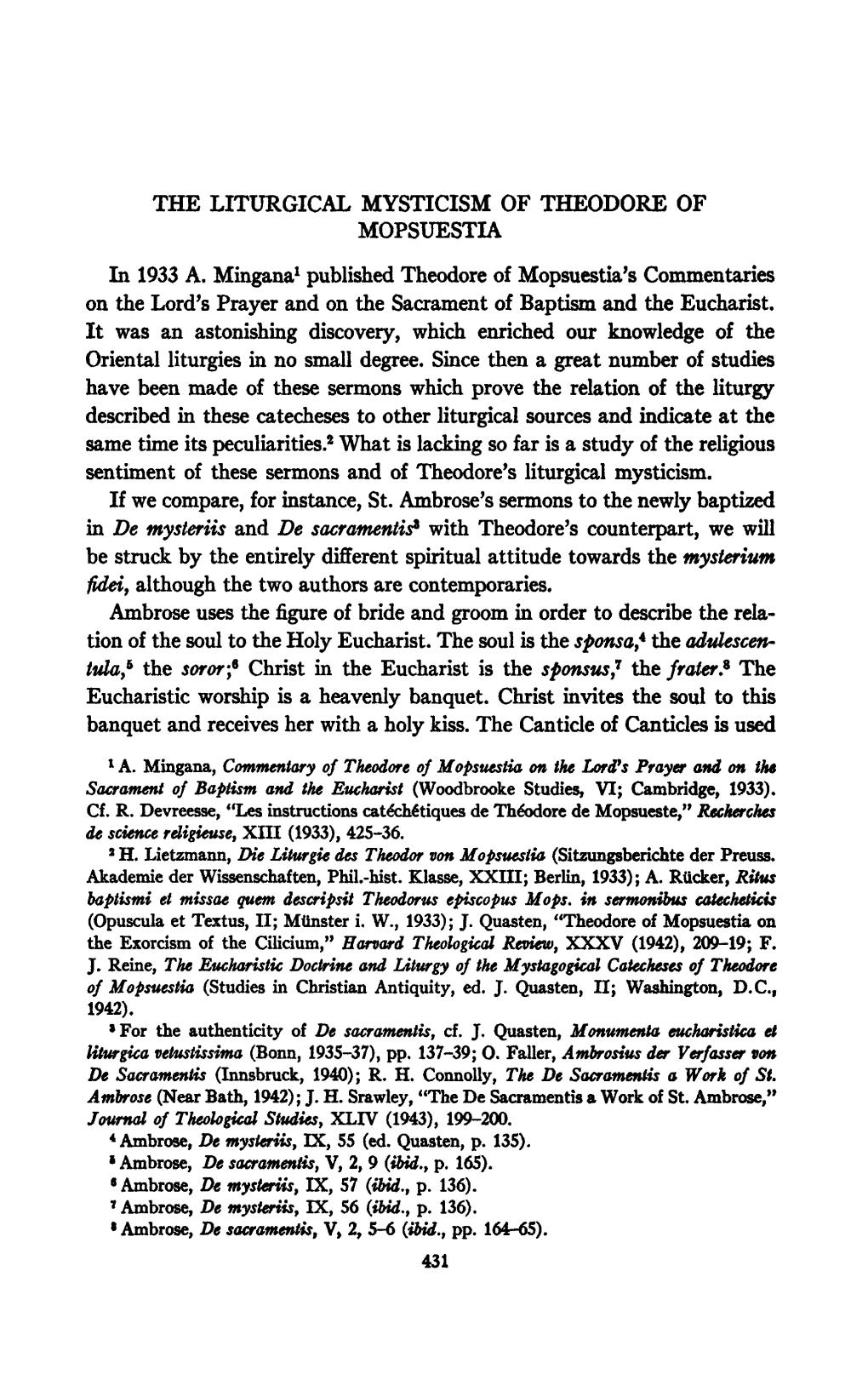 The Liturgical Mysticism of Theodore of Mopsuestia