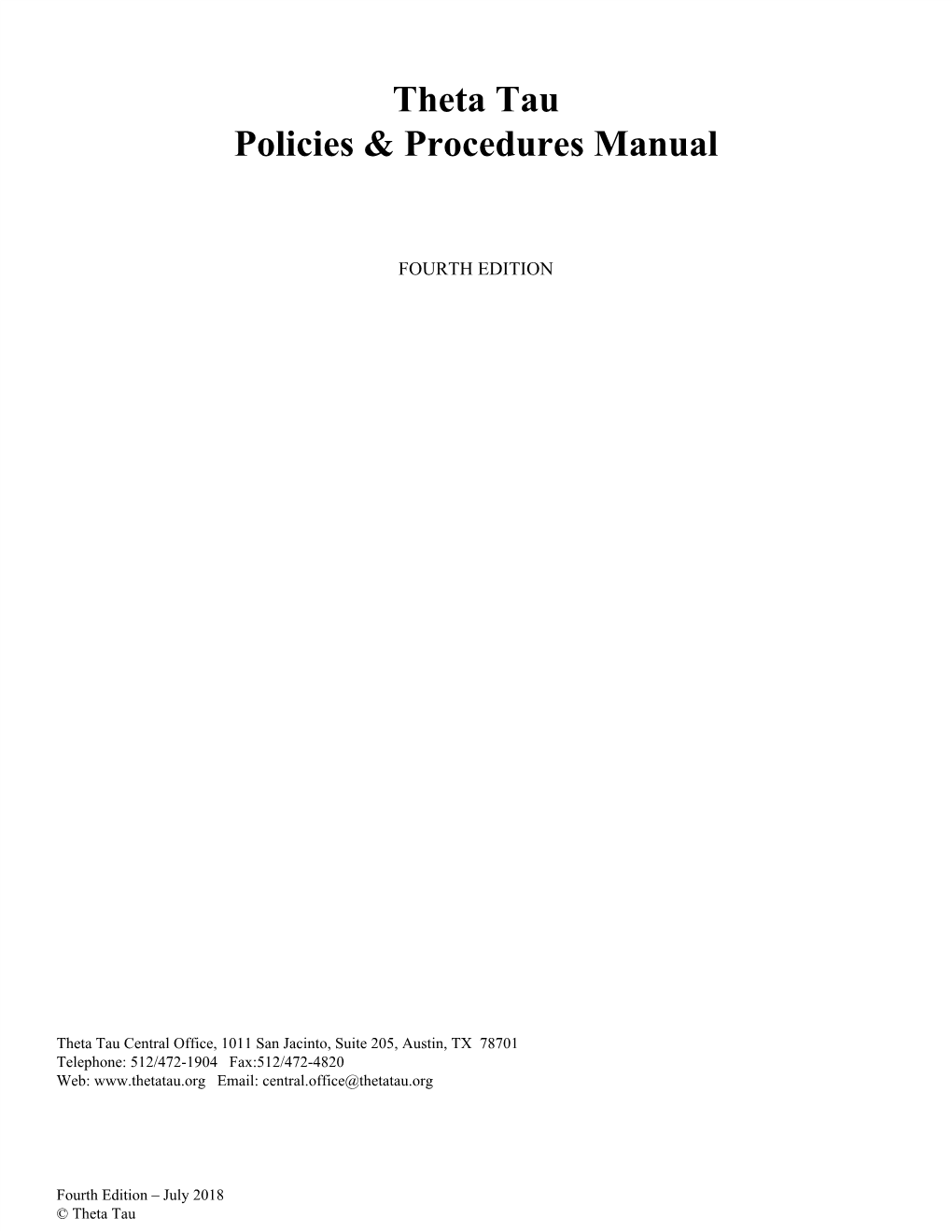 Theta Tau Policies & Procedures Manual