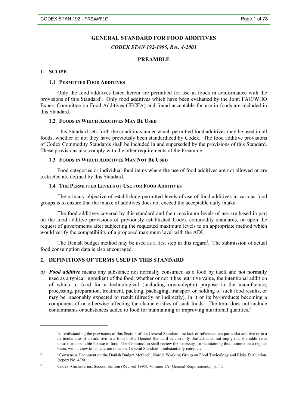 GENERAL STANDARD for FOOD ADDITIVES CODEX STAN 192-1995, Rev