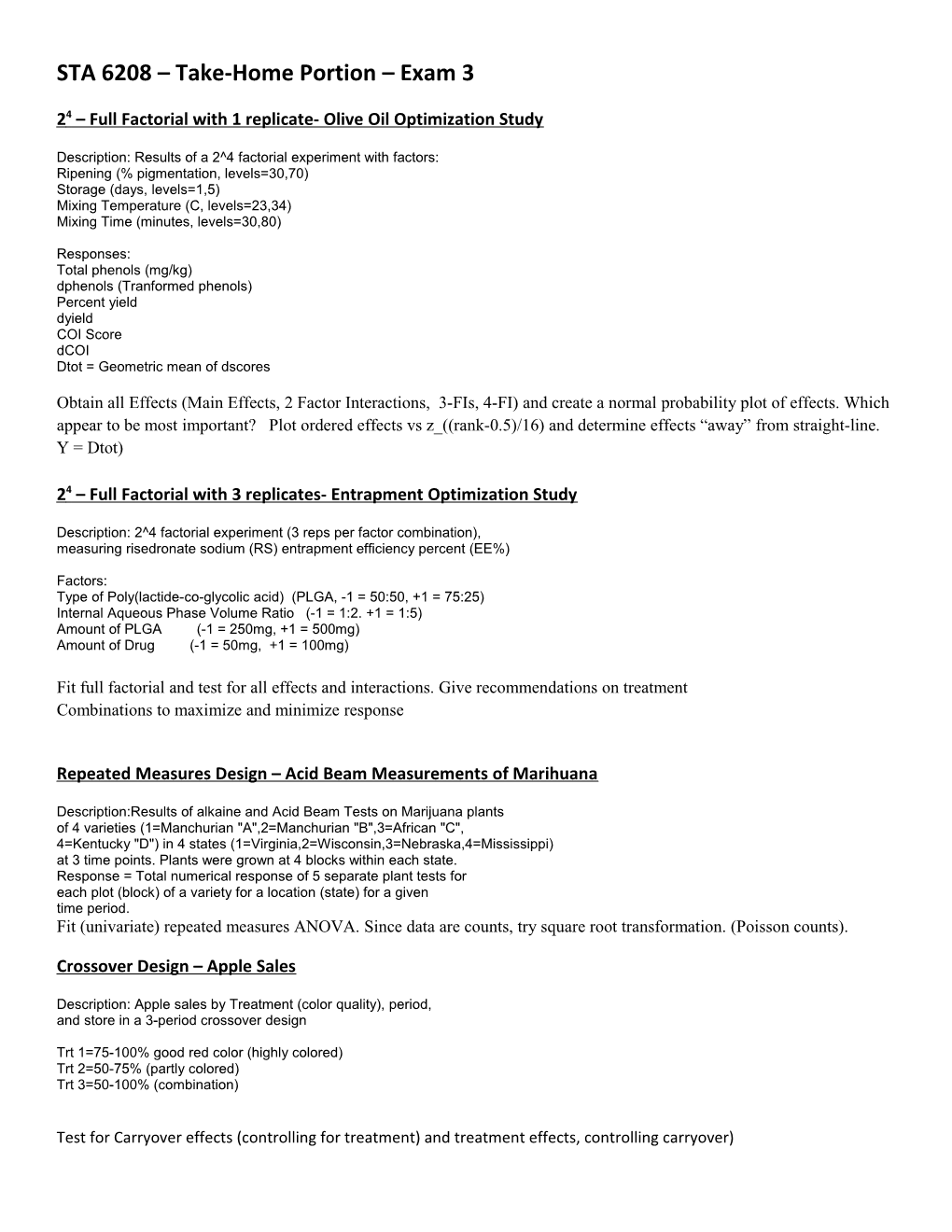 STA 6208 Take-Home Portion Exam 3