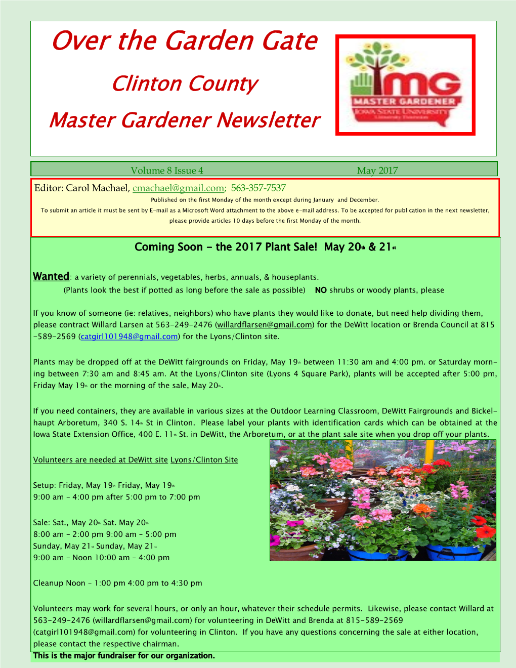Over the Garden Gate Clinton County Master Gardener Newsletter