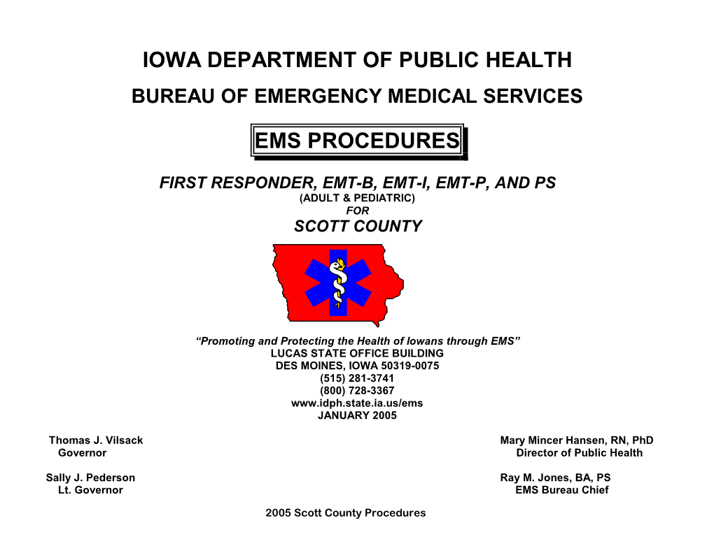 Iowa Department of Public Health Ems Procedures