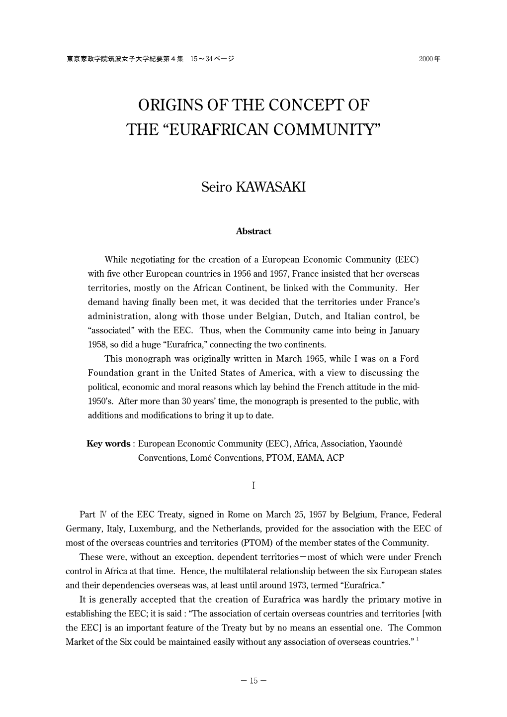 Origins of the Concept of the “Eurafrican Community”