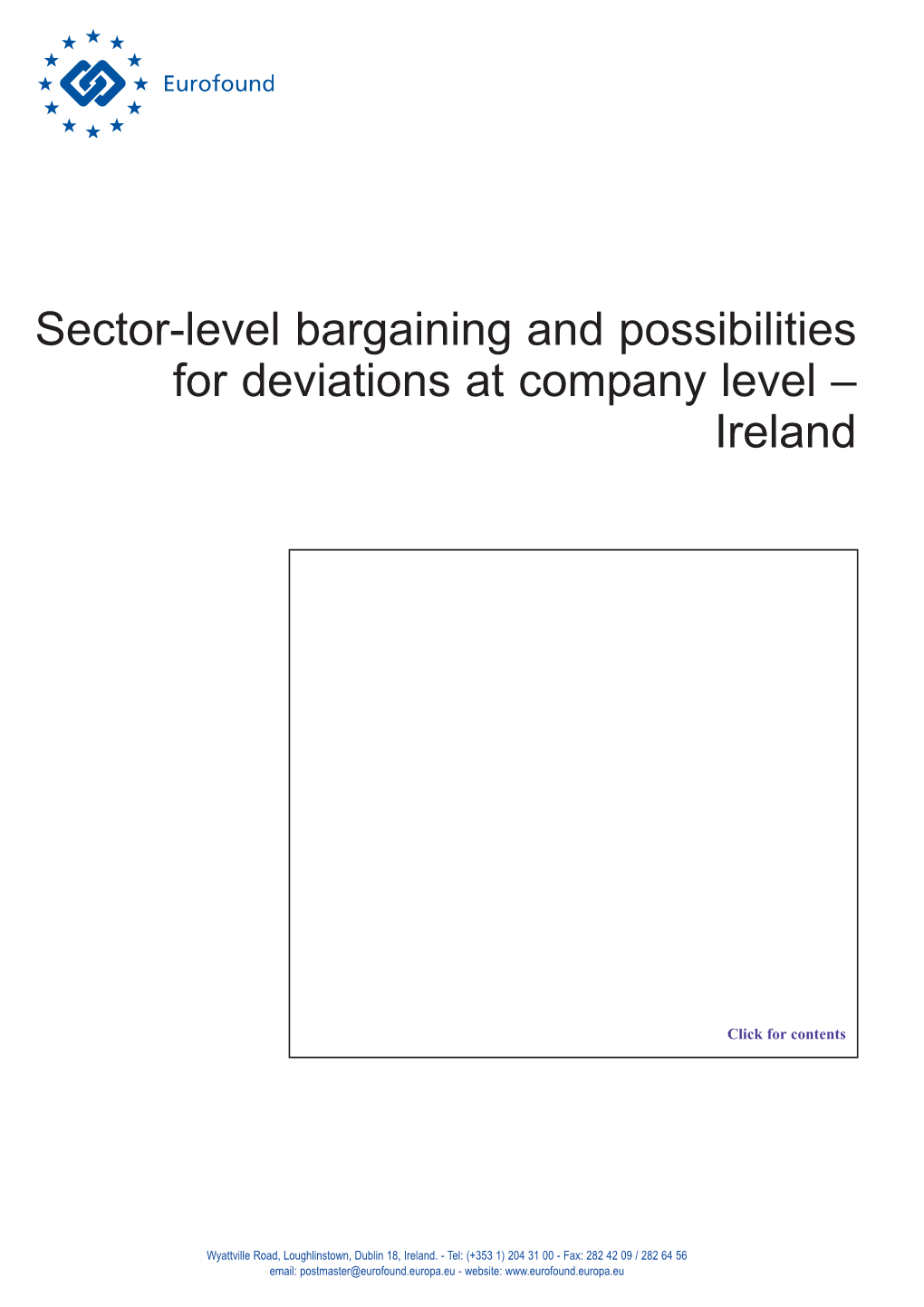 Sector-Level Bargaining and Possibilities for Deviations at Company Level – Ireland