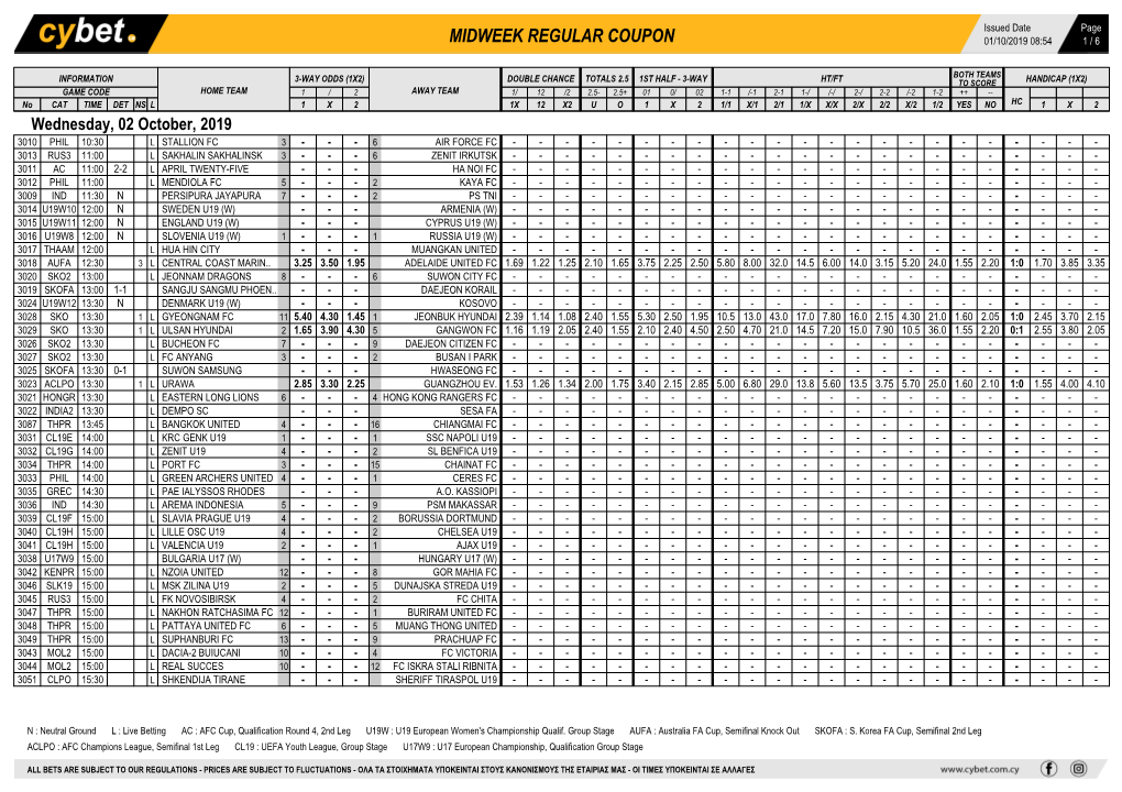 Midweek Regular Coupon 01/10/2019 08:54 1 / 6