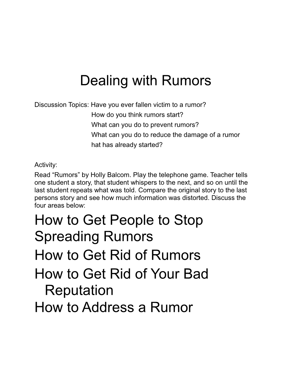 Discussion Topics: Have You Ever Fallen Victim to a Rumor?