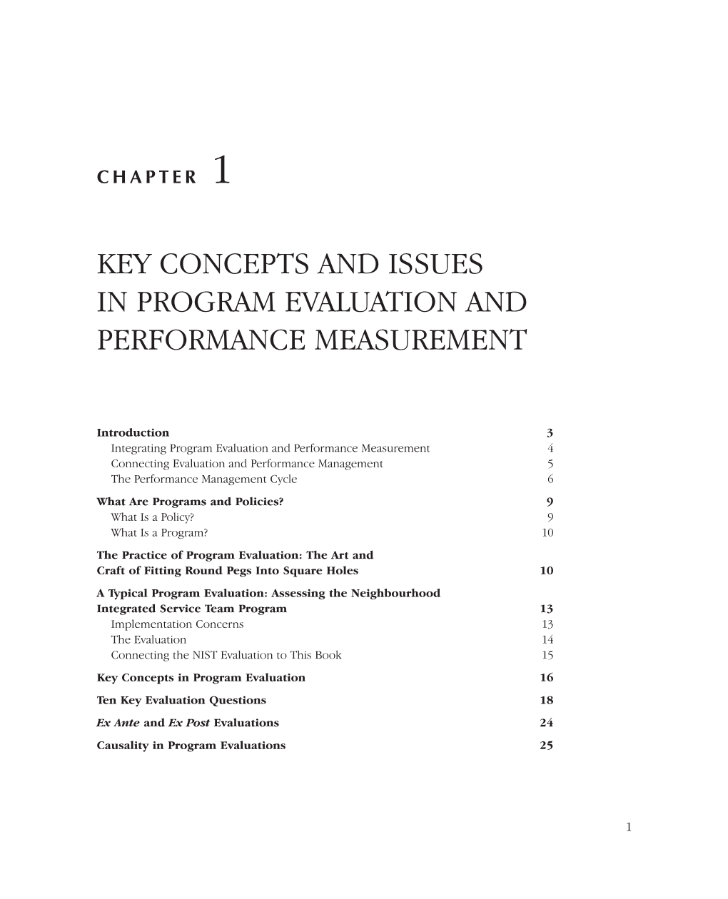 Key Concepts and Issues in Program Evaluation and Performance Measurement