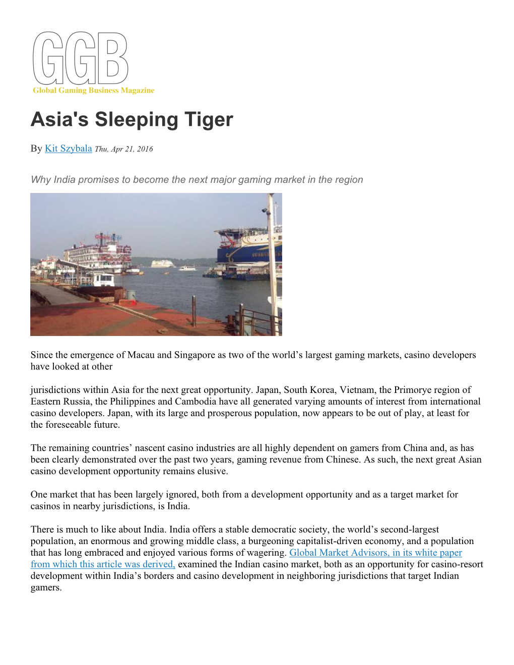 Asia's Sleeping Tiger