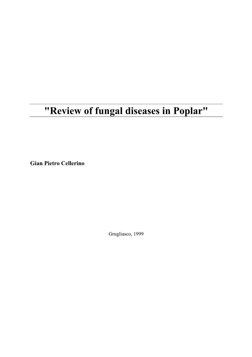 Review of Fungal Diseases in Poplar