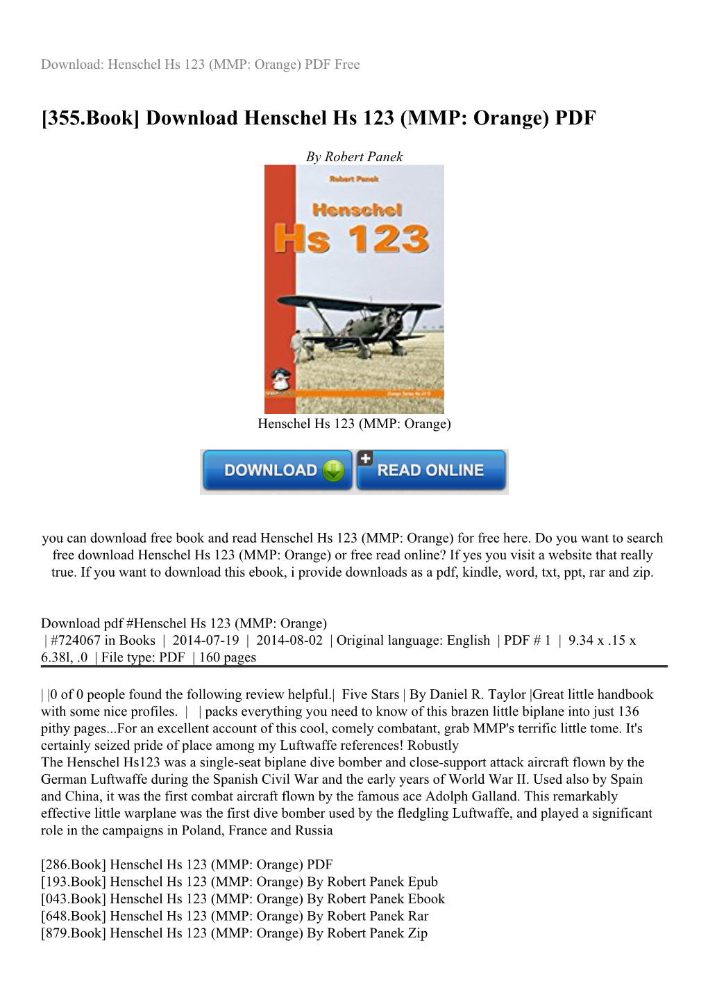 Download Henschel Hs 123 (MMP: Orange) PDF