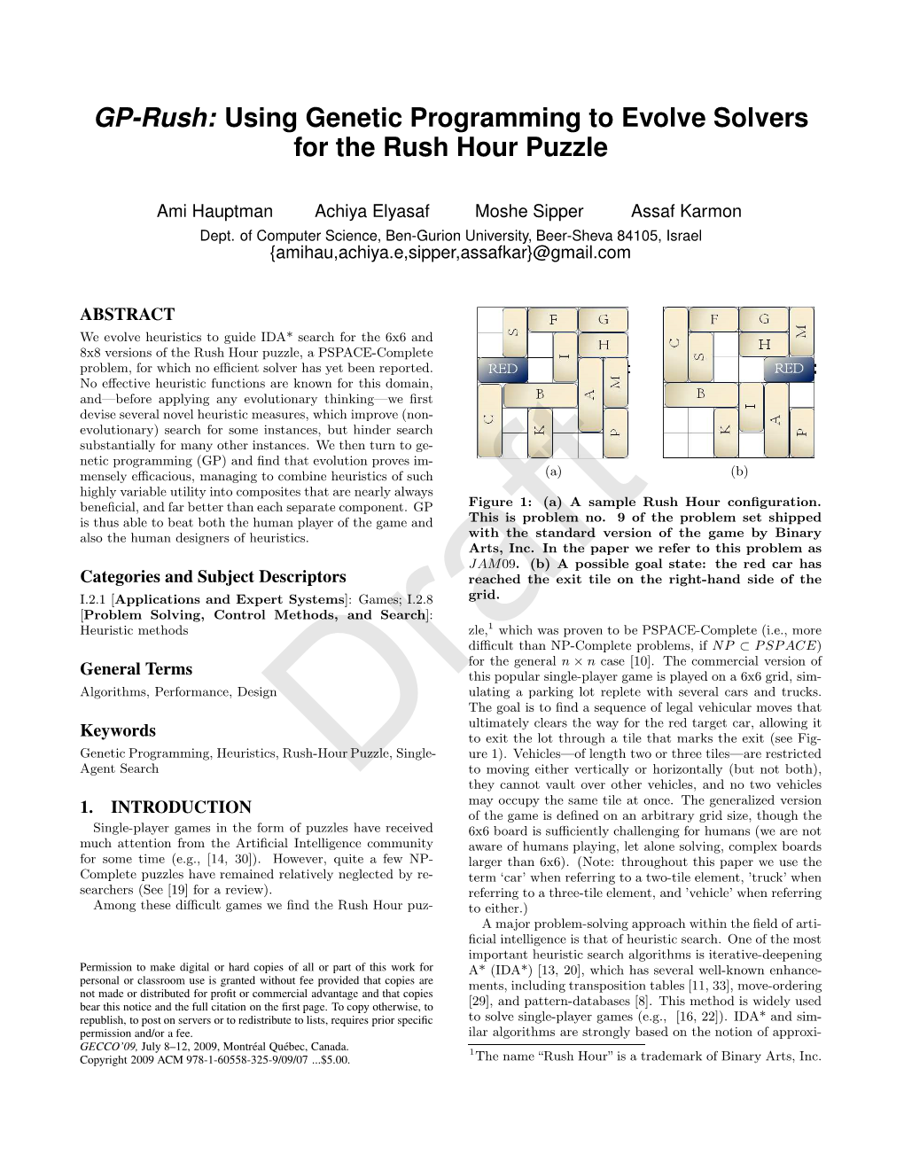 Using Genetic Programming to Evolve Solvers for the Rush Hour Puzzle