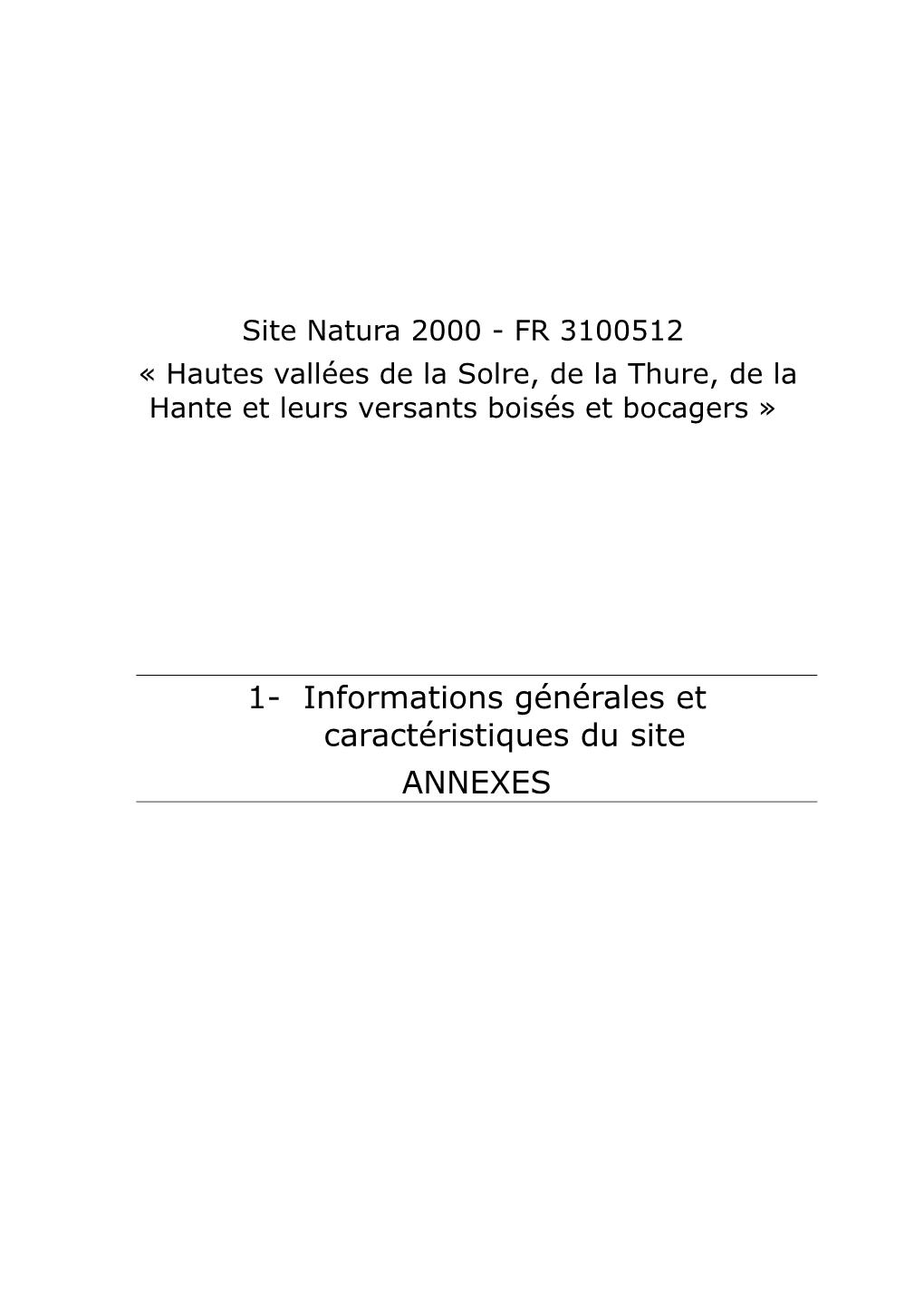 1- Informations Générales Et Caractéristiques Du Site ANNEXES