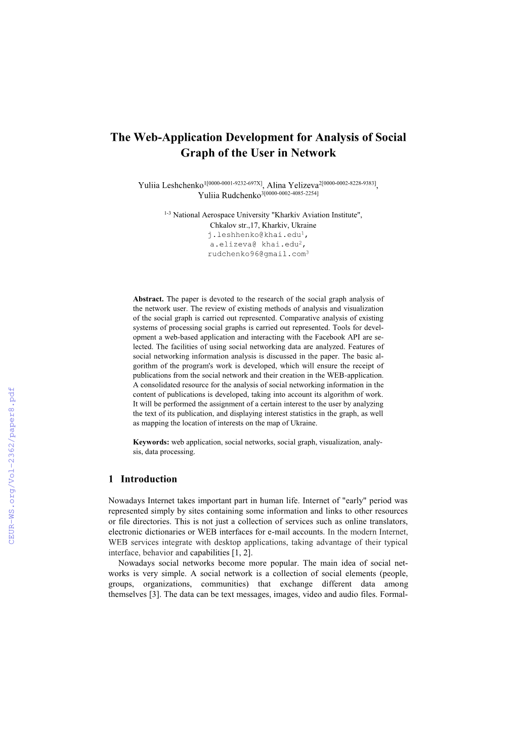 The Web-Application Development for Analysis of Social Graph of the User in Network