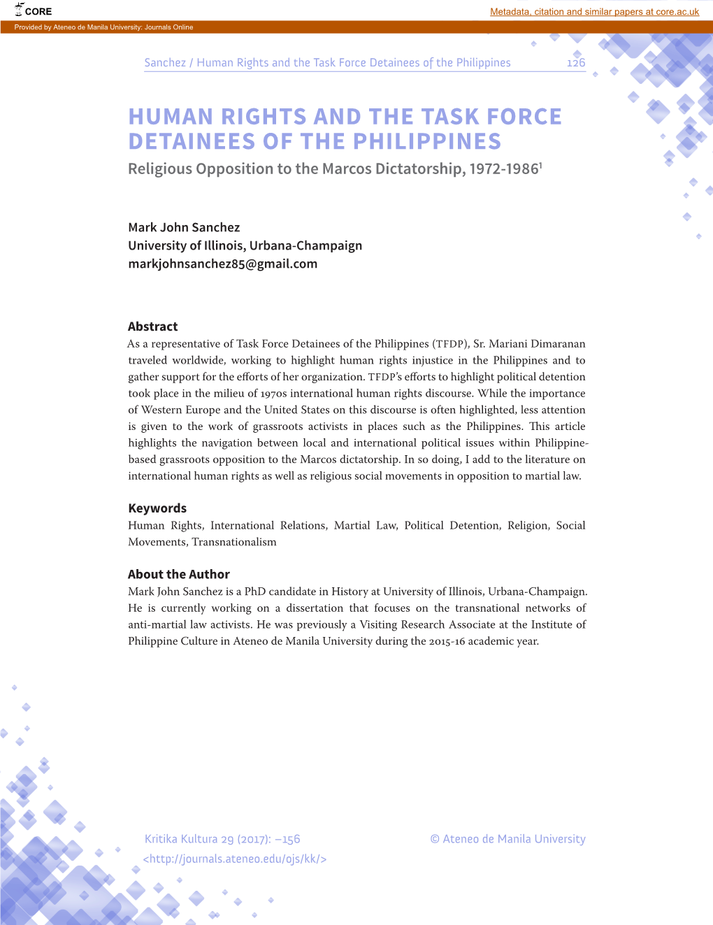 Human Rights and the Task Force Detainees of the Philippines 126