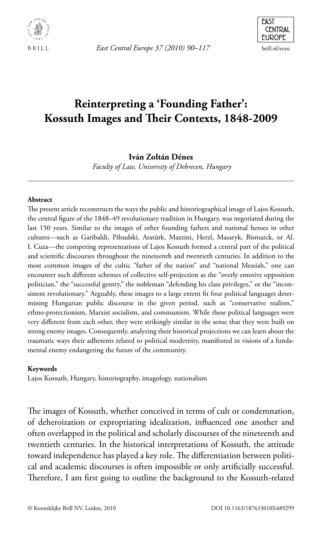 Kossuth Images and Their Contexts, 1848-2009