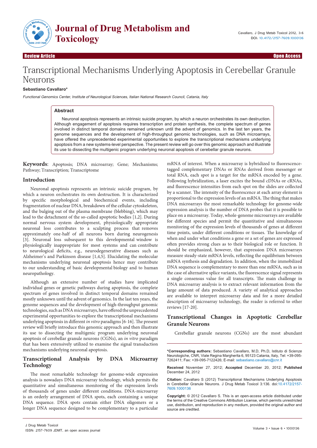 Transcriptional Mechanisms Underlying Apoptosis in Cerebellar