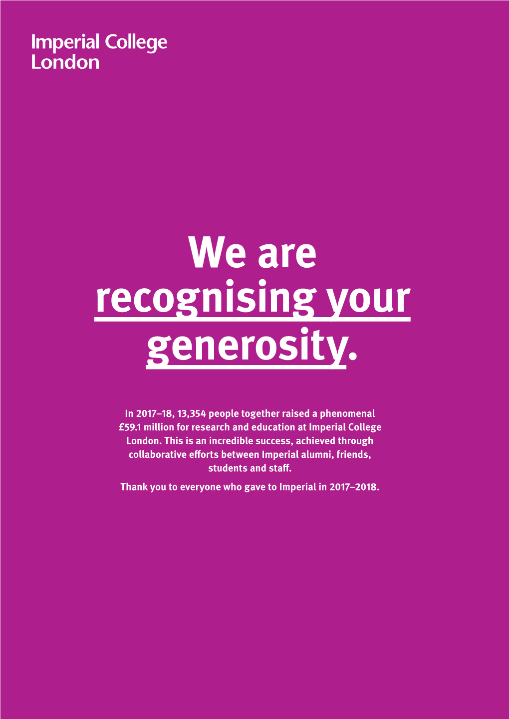 We Are Recognising Your Generosity