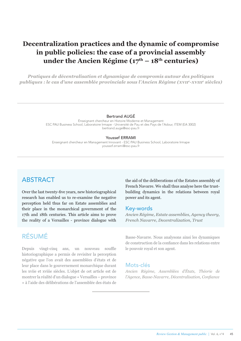 The Case of a Provincial Assembly Under the Ancien Régime (17Th – 18Th Centuries)