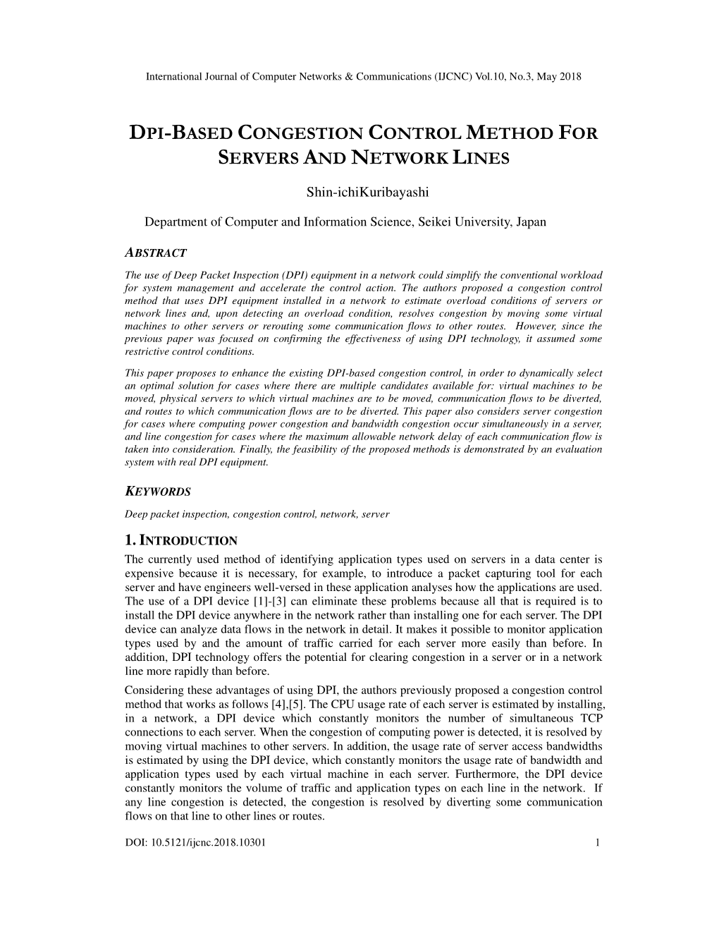 Dpi-Based Congestion Control Method For