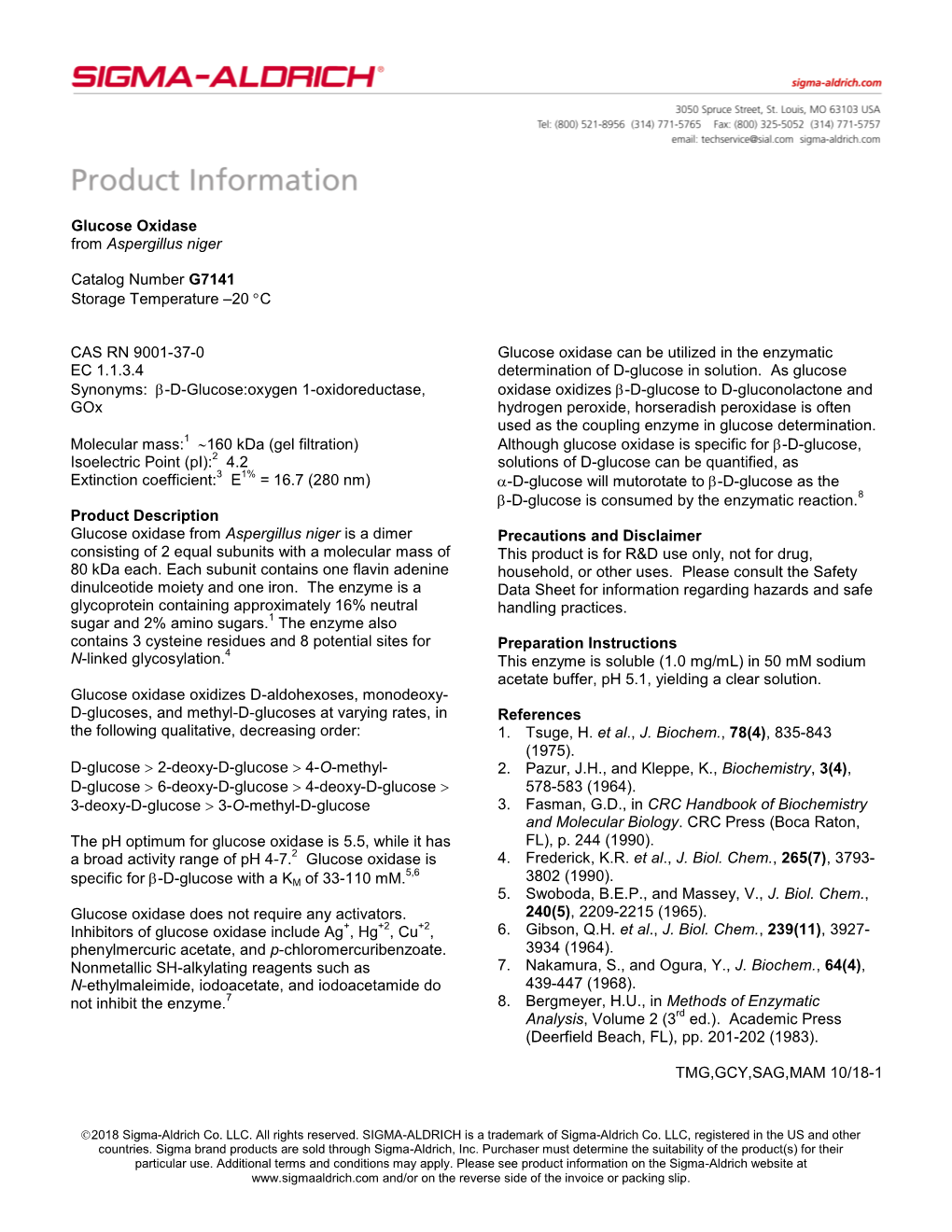 Glucose Oxidase from Aspergillus Niger