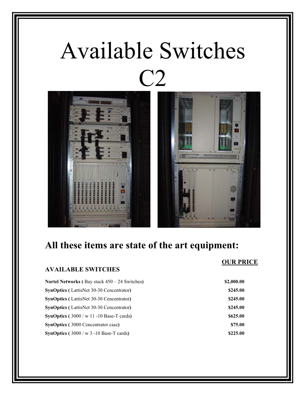 Available Switches C2