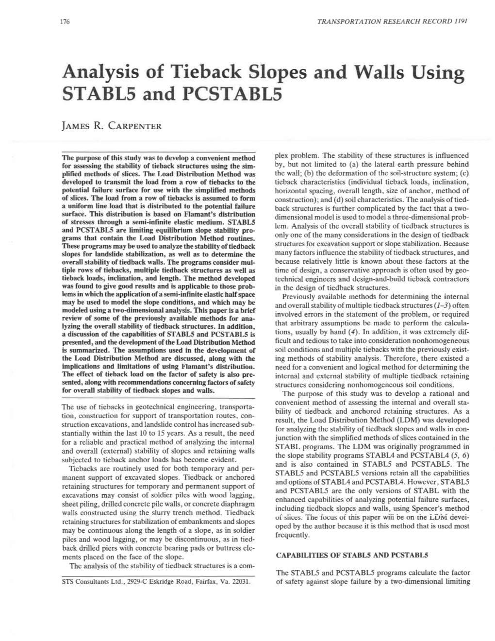 Analysis of Tieback Slopes and Walls Using ST ABL5 and PCST ABL5