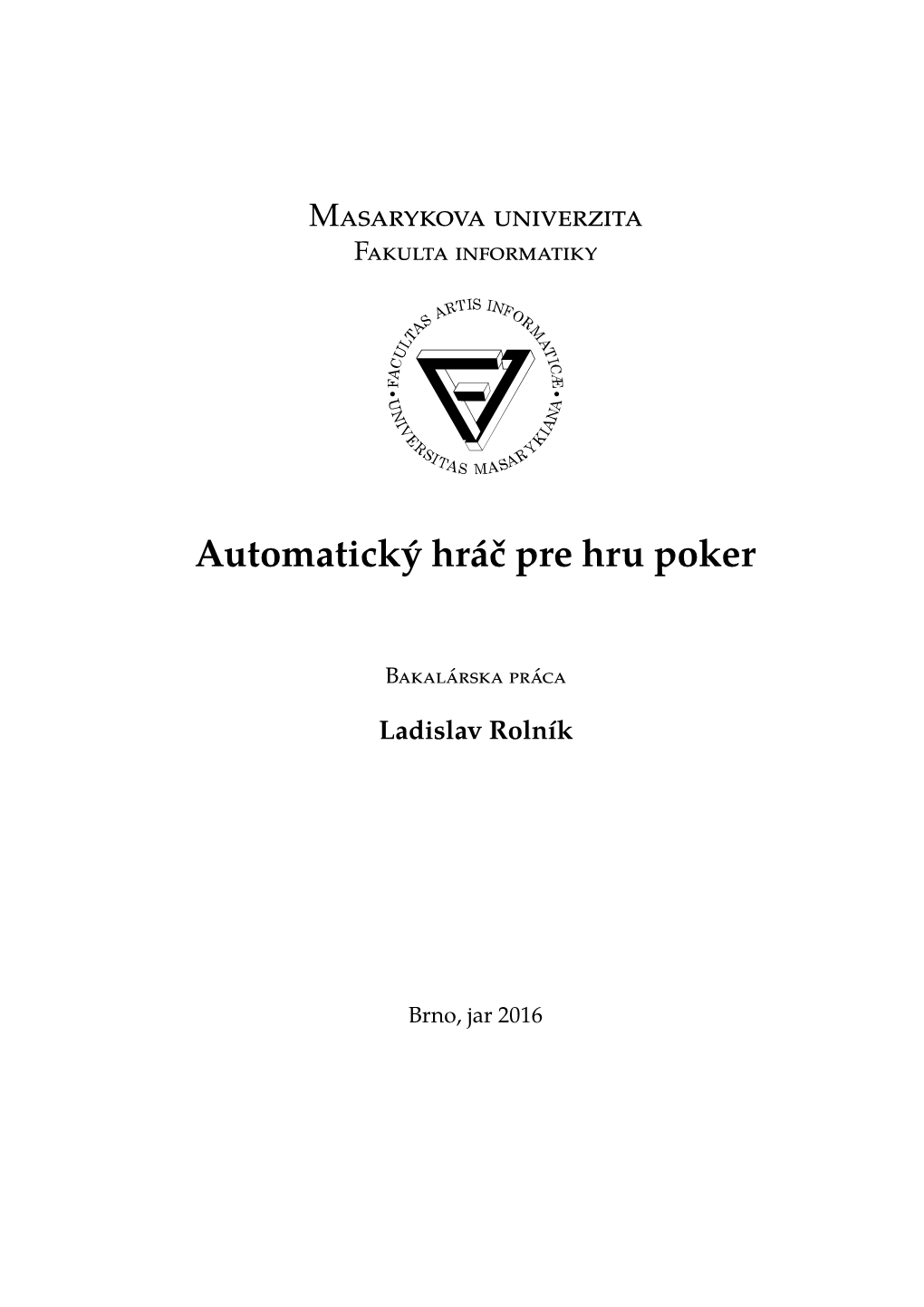 Automatický Hráč Pre Hru Poker