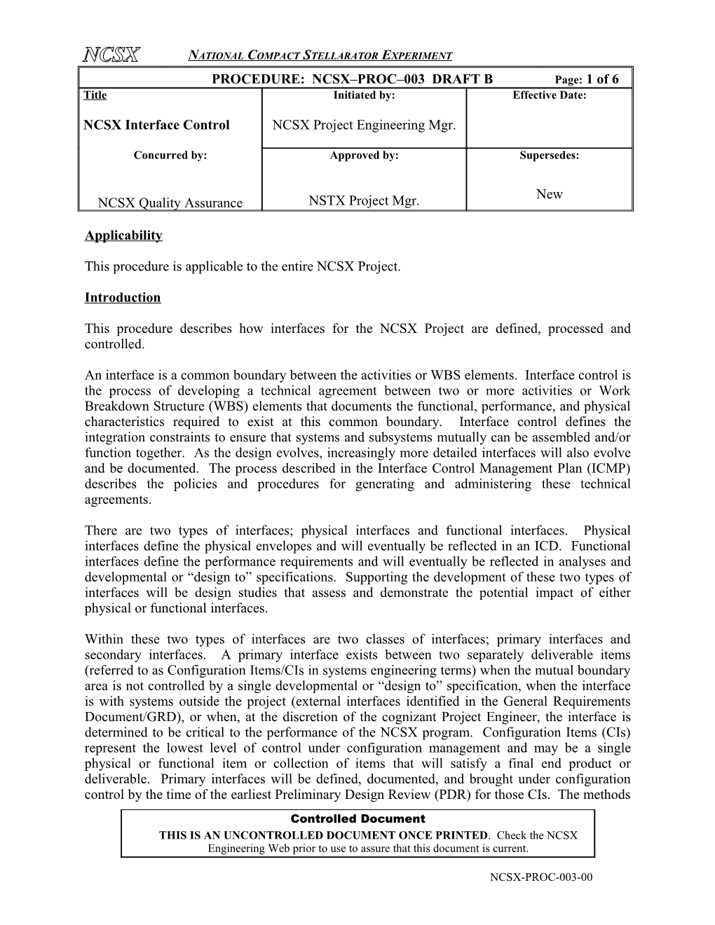 NSTX Configuration Control