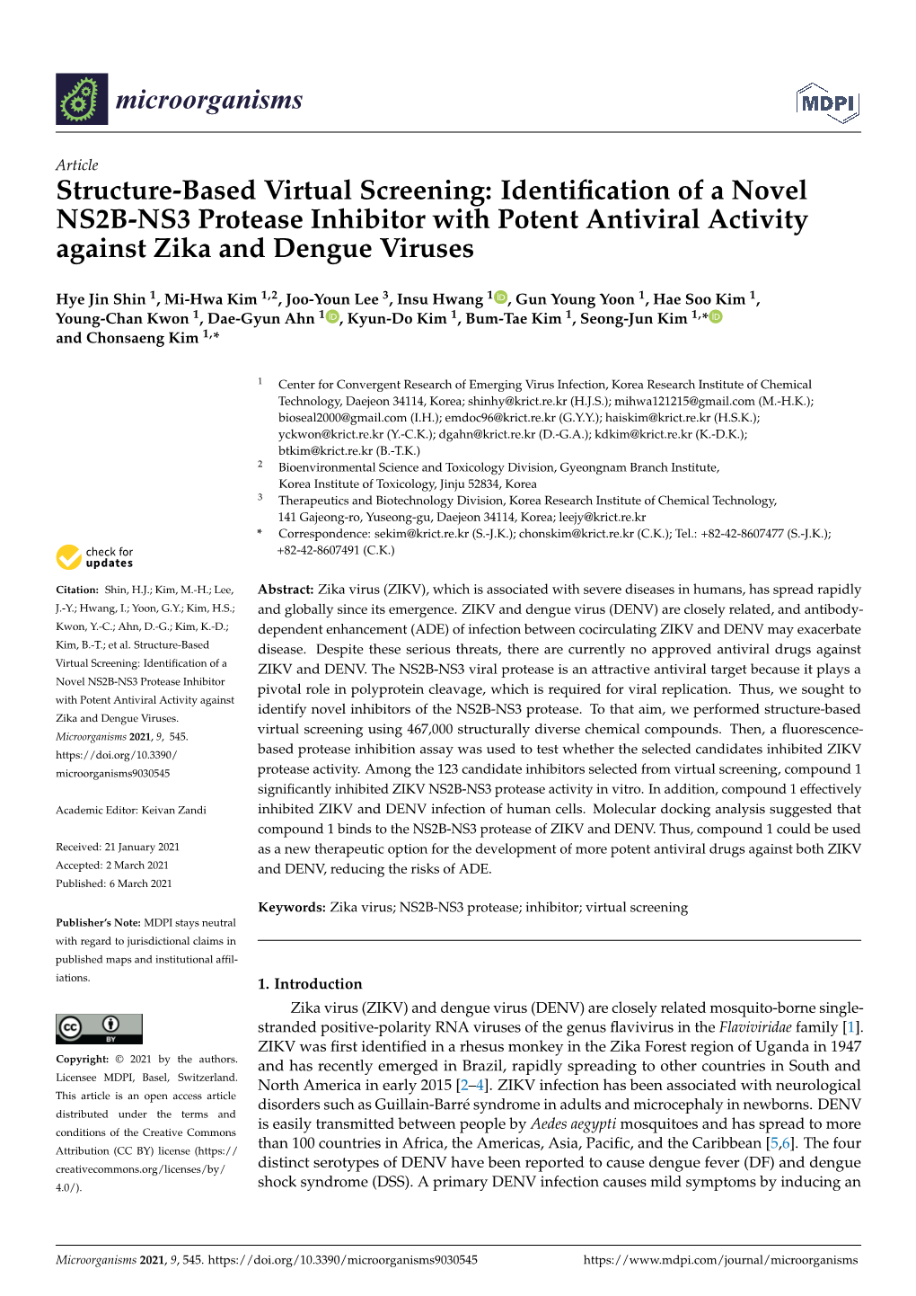 Identification of a Novel NS2B-NS3 Protease Inhibitor with Potent