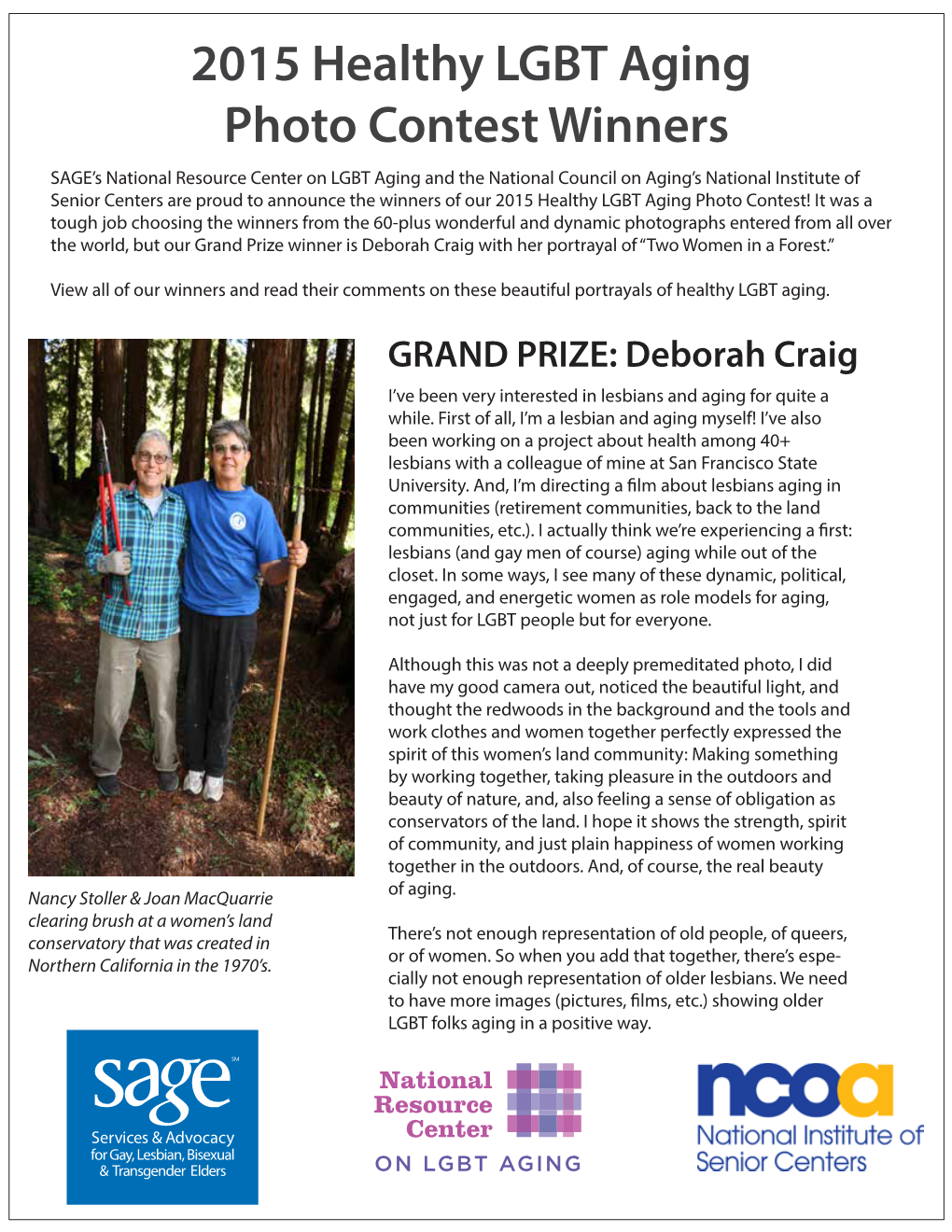 2015 Healthy LGBT Aging Photo Contest Winners